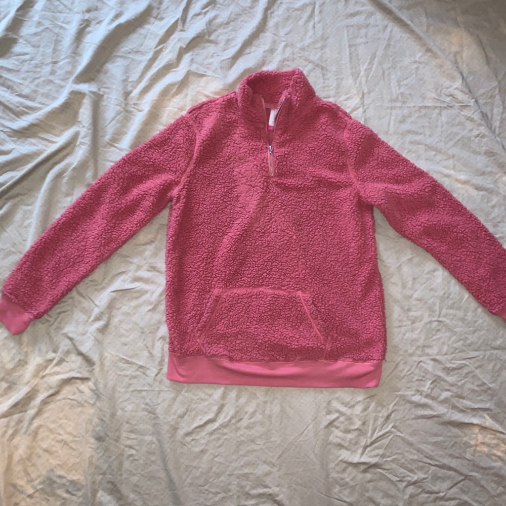 Pink Wool Quarter Zip Sweater